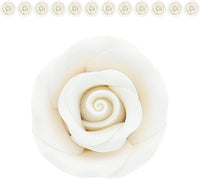 Premium Roses for Decorating Cakes and Cupcakes, by Global Sugar Art, Medium, White