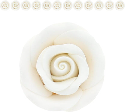 White Edible Roses, Premium, 1.5-inch, 12 Count