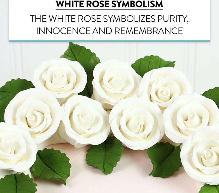 Premium Roses for Decorating Cakes and Cupcakes, by Global Sugar Art, Medium, White