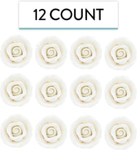 Premium Roses for Decorating Cakes and Cupcakes, by Global Sugar Art, Medium, White