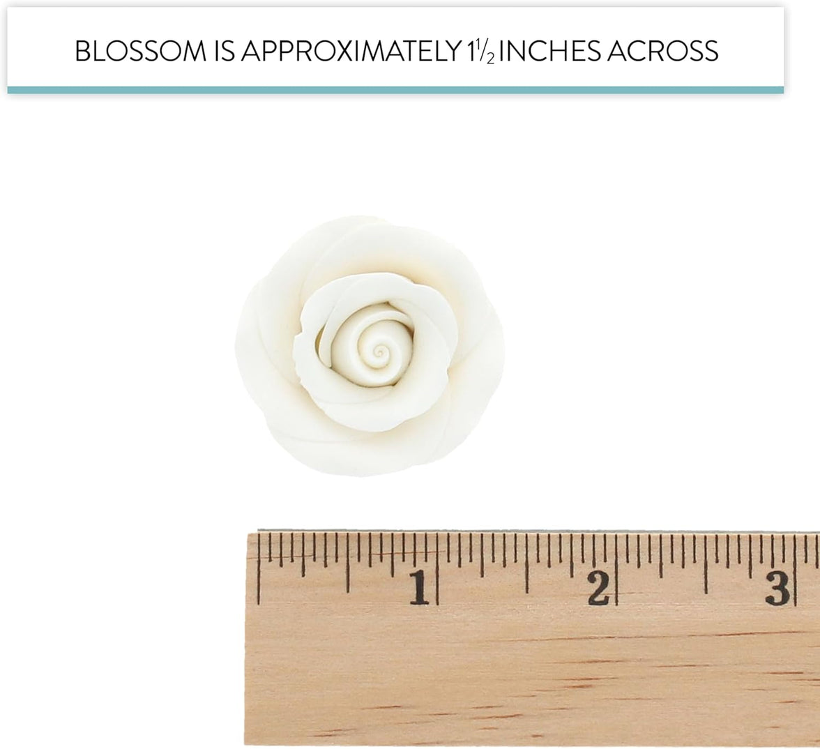 Premium Roses for Decorating Cakes and Cupcakes, by Global Sugar Art, Medium, White