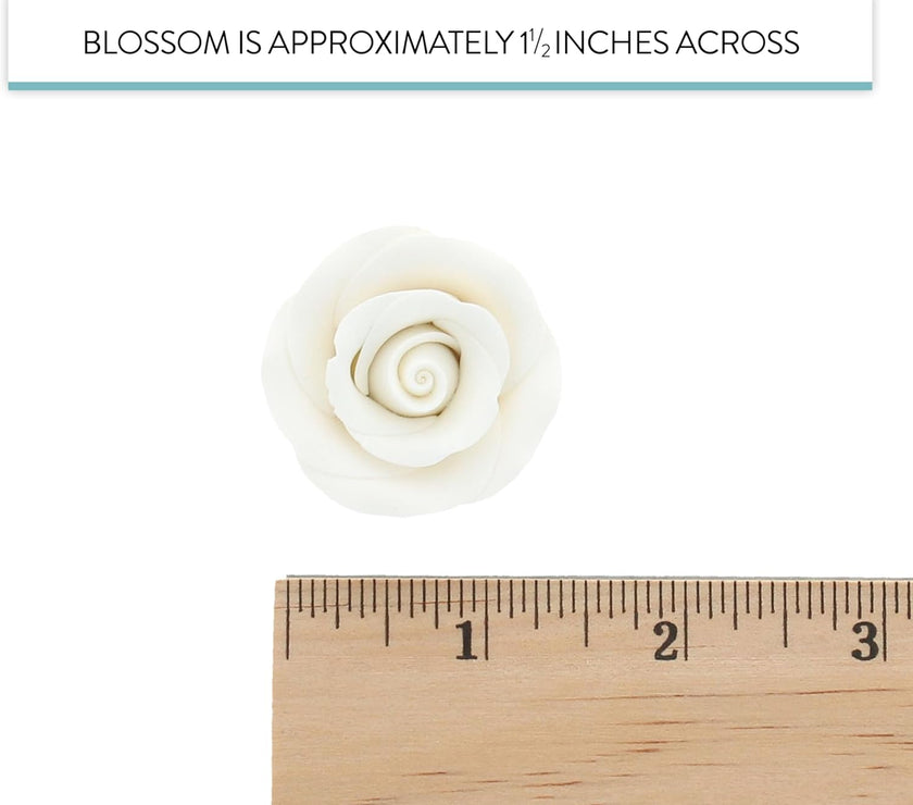 Premium Roses for Decorating Cakes and Cupcakes, by Global Sugar Art, Medium, White