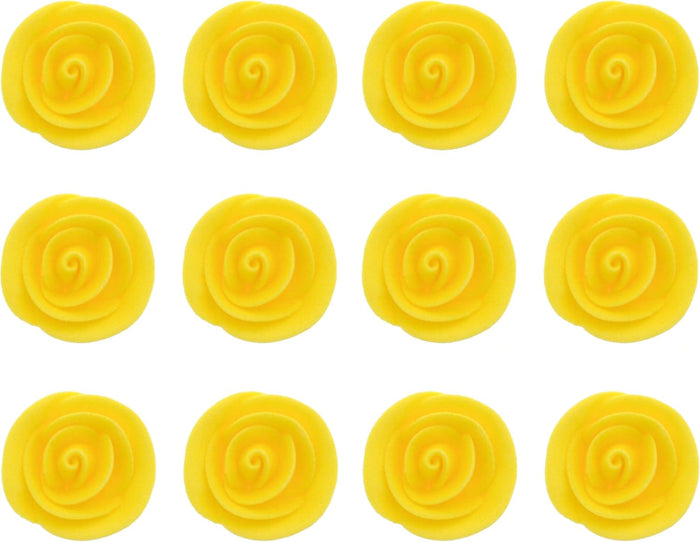 Premium Edible Roses for Cakes and Cupcakes, Sweet Royal Icing Roses, by Global Sugar Art, Yellow