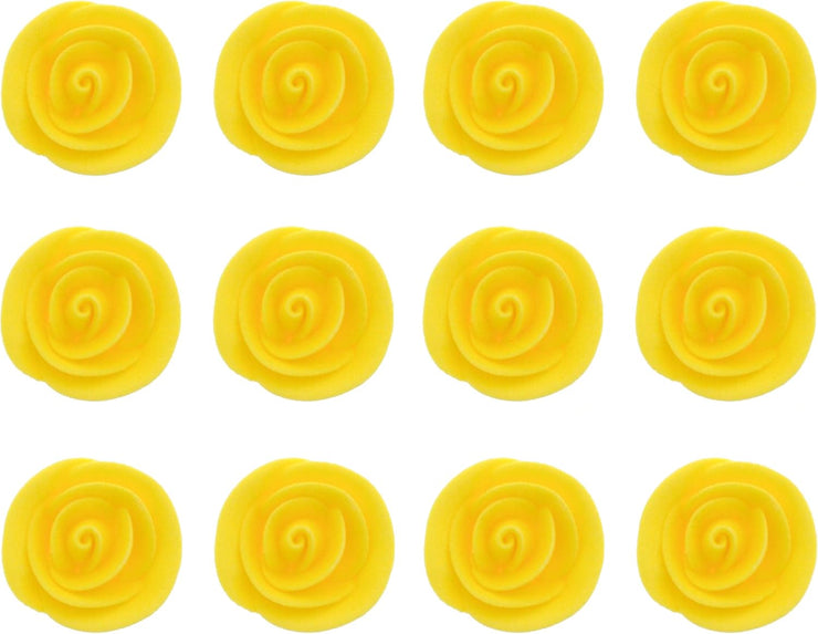 Premium Edible Roses for Cakes and Cupcakes, Sweet Royal Icing Roses, by Global Sugar Art, Yellow