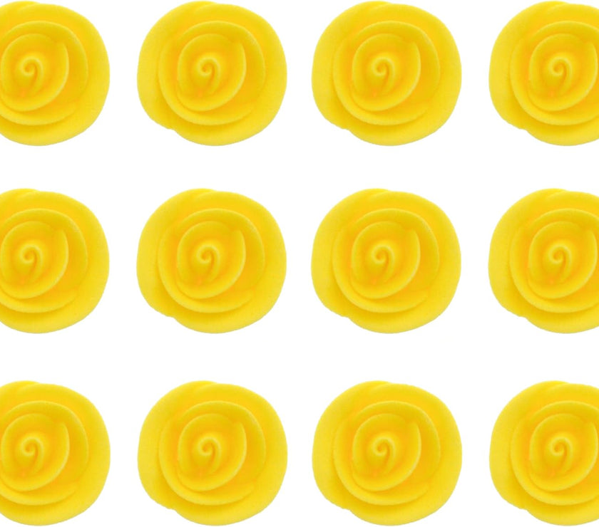 Premium Edible Roses for Cakes and Cupcakes, Sweet Royal Icing Roses, by Global Sugar Art, Yellow