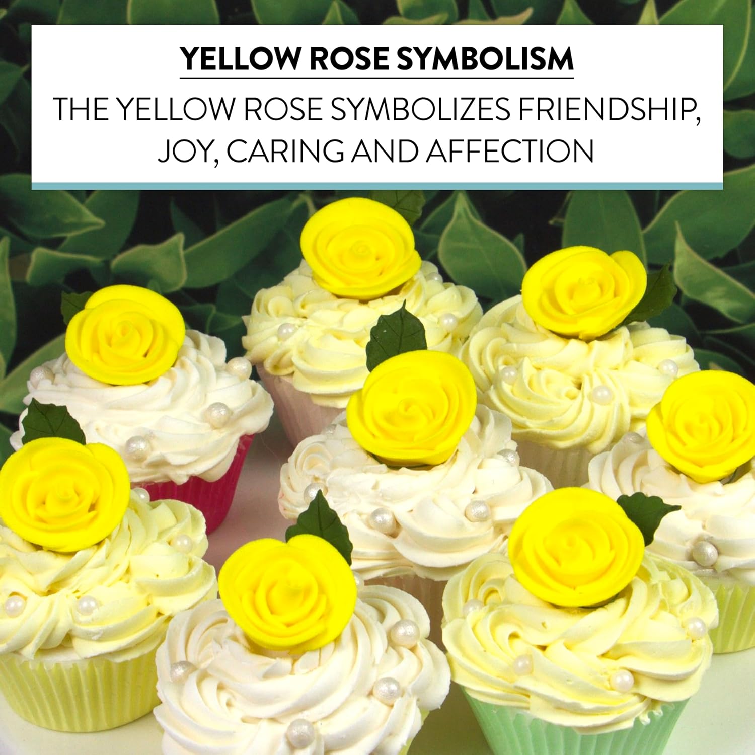 Premium Edible Roses for Cakes and Cupcakes, Sweet Royal Icing Roses, by Global Sugar Art, Yellow