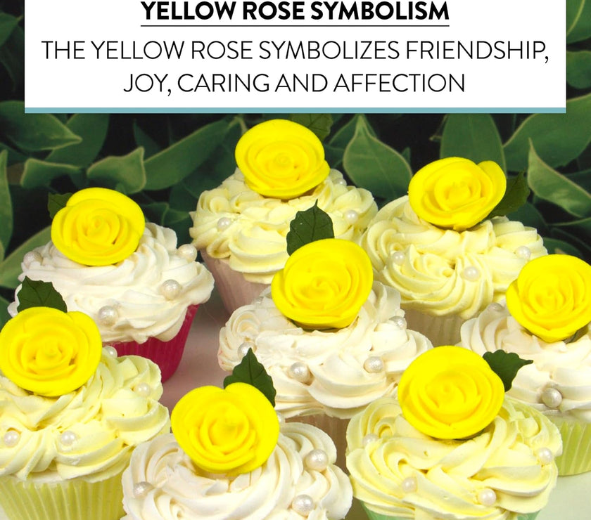 Premium Edible Roses for Cakes and Cupcakes, Sweet Royal Icing Roses, by Global Sugar Art, Yellow