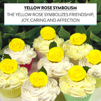Premium Edible Roses for Cakes and Cupcakes, Sweet Royal Icing Roses, by Global Sugar Art, Yellow
