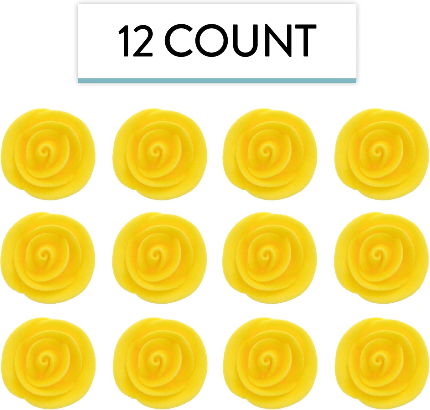 Premium Edible Roses for Cakes and Cupcakes, Sweet Royal Icing Roses, by Global Sugar Art, Yellow