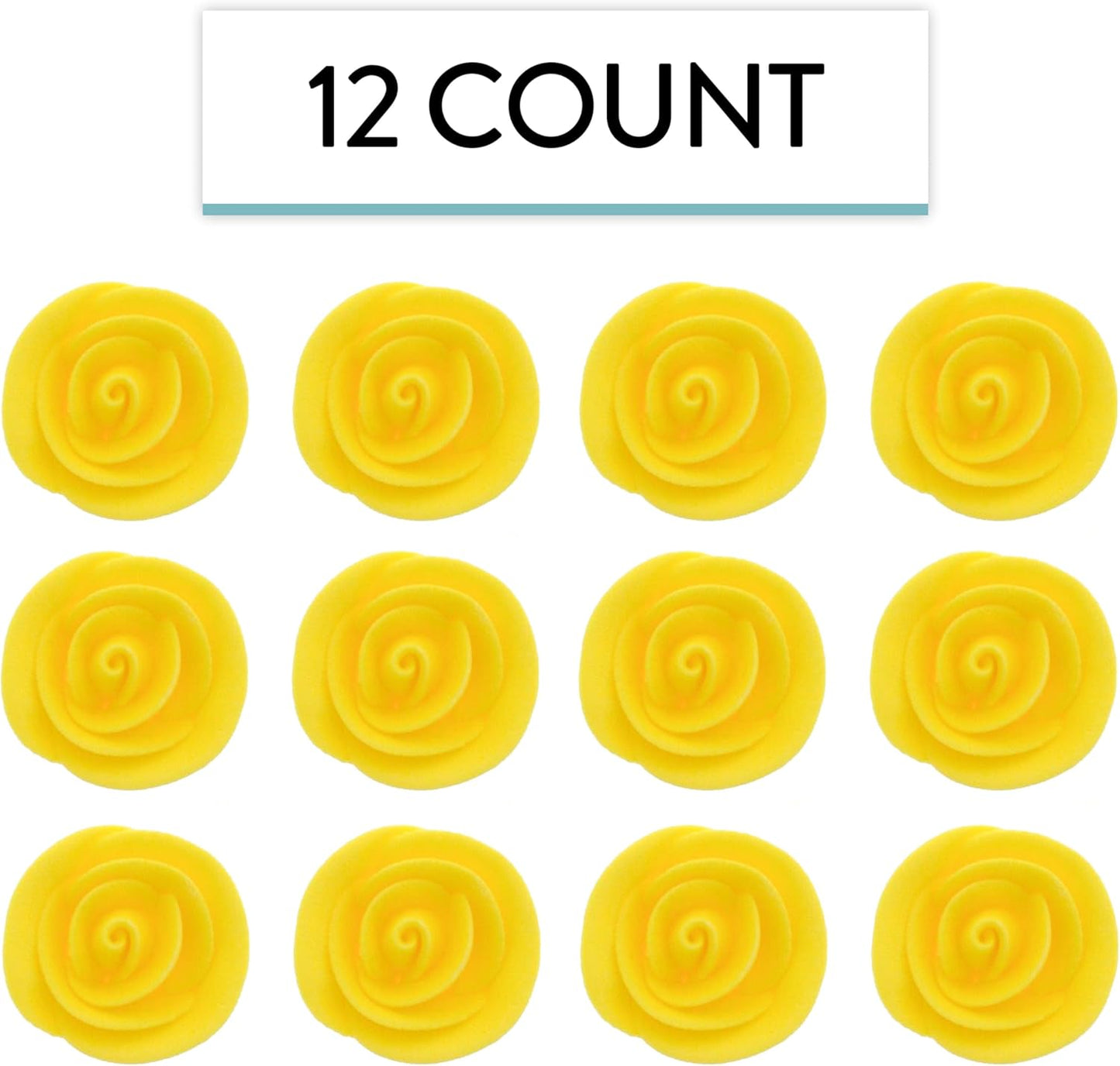 Yellow Edible Roses, 1.5-inch, 12 Count