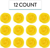 Premium Edible Roses for Cakes and Cupcakes, Sweet Royal Icing Roses, by Global Sugar Art, Yellow