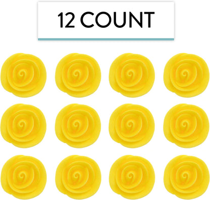 Yellow Edible Roses, 1.5-inch, 12 Count