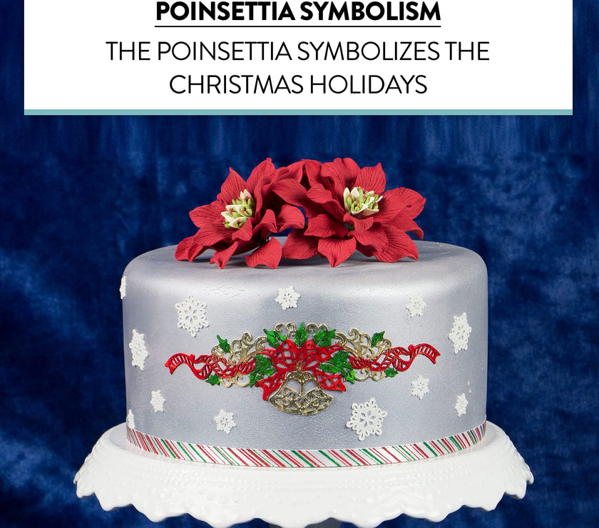 Christmas Poinsettia Sugar Flowers for Cakes, by Global Sugar Art, Large Poinsettia