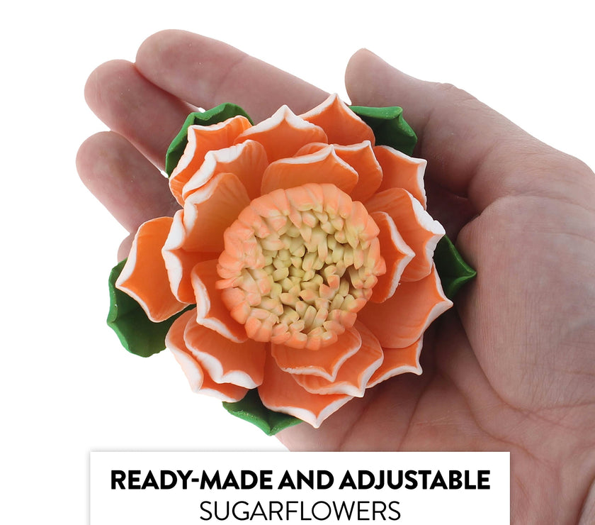 Protea Sugar Cake Flowers by Global Sugar Art, Large Tangerine, 1 Count
