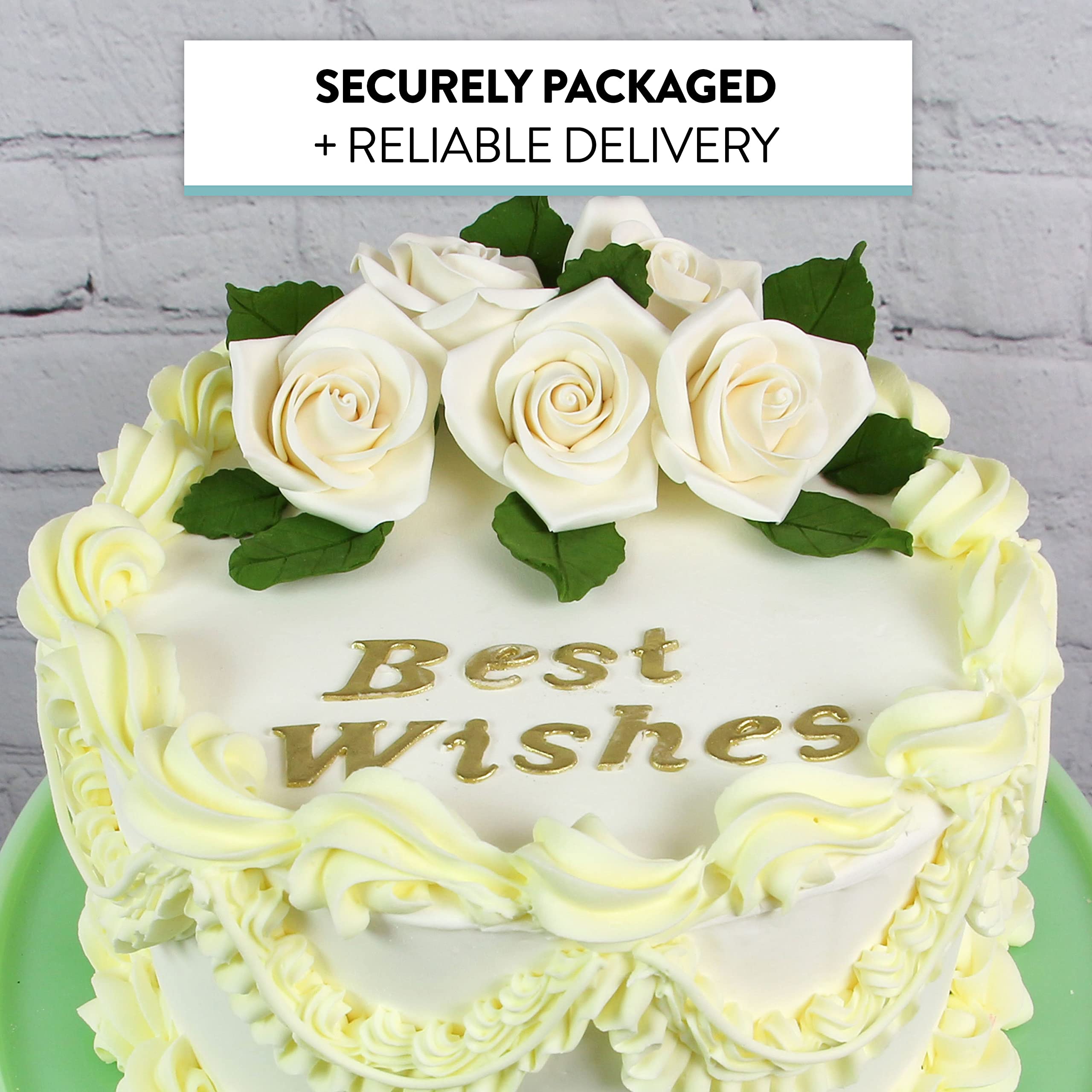 Peace Rose Sugar Flowers for Cake Decorating, by Global Sugar Art, Medium, White