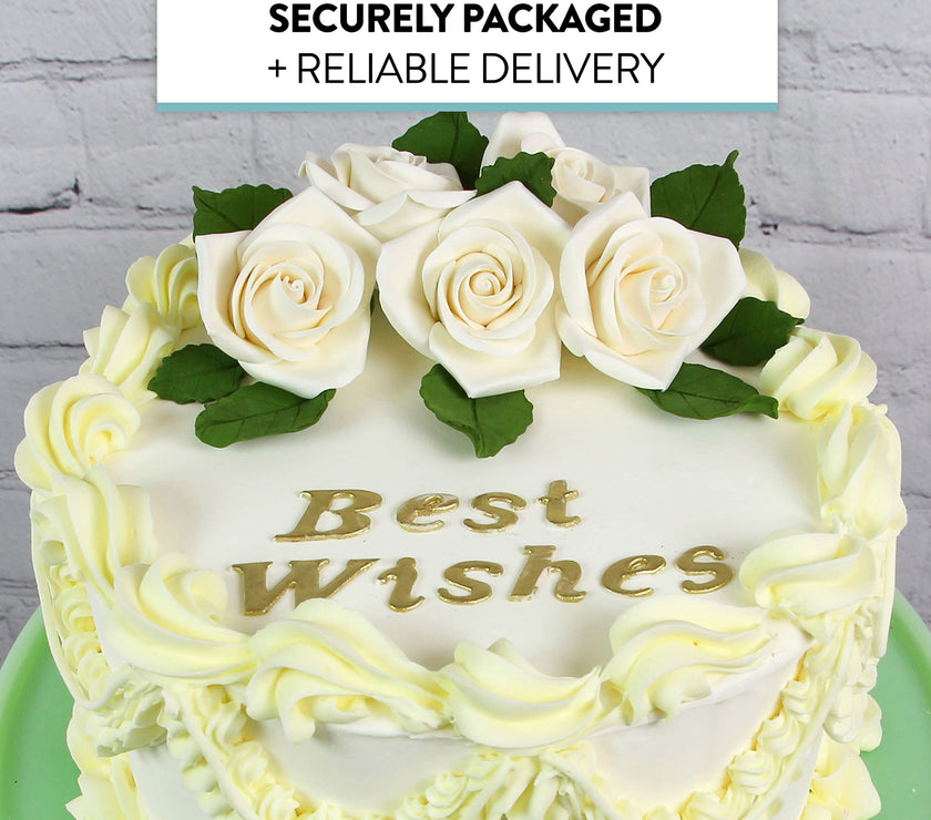 Peace Rose Sugar Flowers for Cake Decorating, by Global Sugar Art, Medium, White
