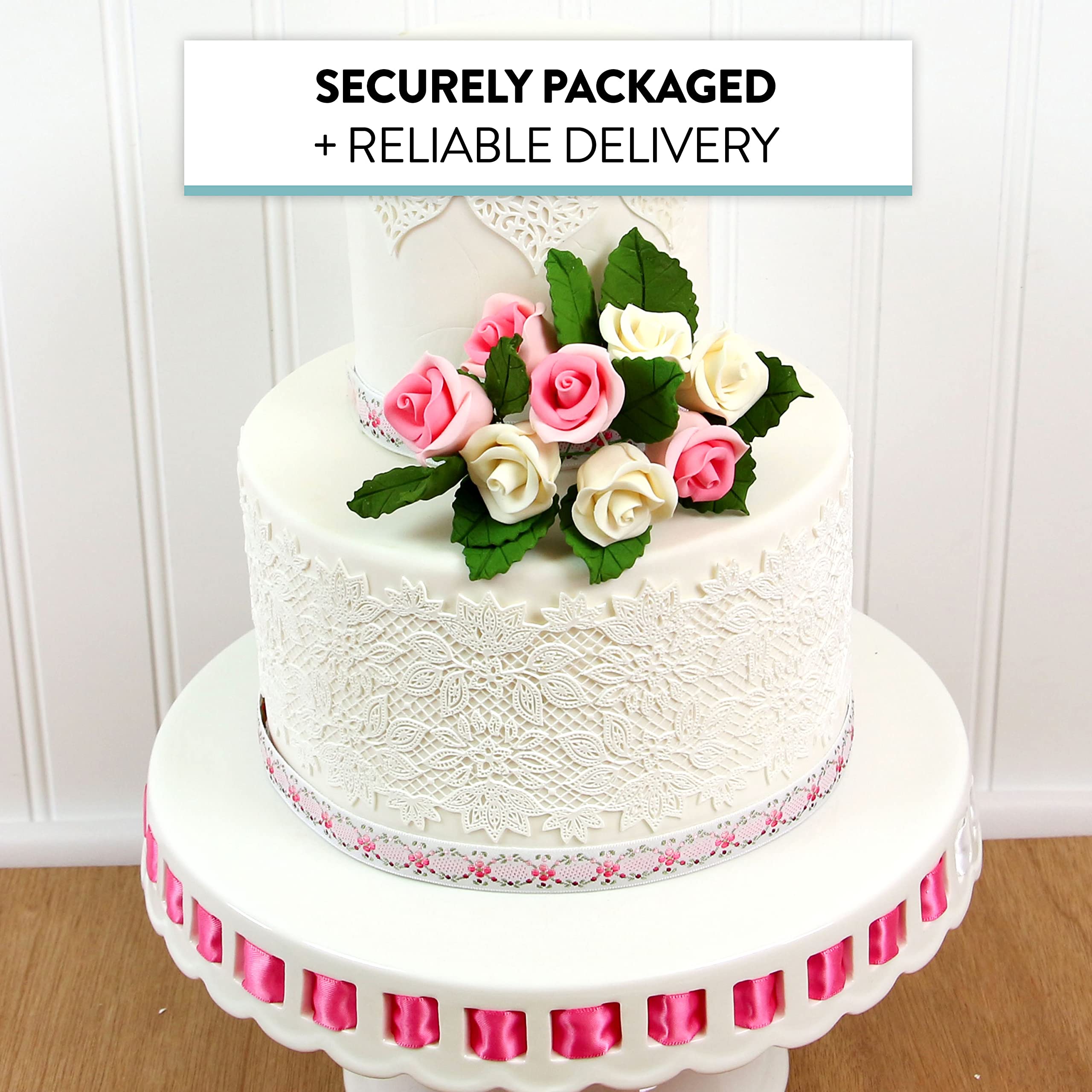 Shrub Rose Sugar Flowers for Cakes, by Global Sugar Art, Small, Pink