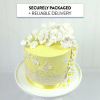 Flower Blossom Spray, Gum Paste Sugar Flowers for Cake Decorating, White Cherry Blossoms with Leaves