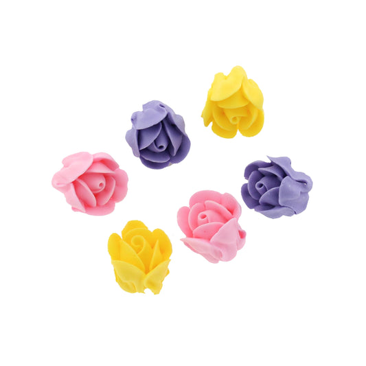 Tiny Pink, Lavender, & Yellow Rose Toppers, Assorted Sizes, 24 Count