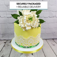 Peony Sugar Flower Decoration for Cakes, by Global Sugar Art, White Bloom