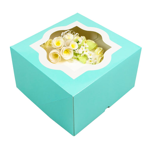 Global Sugar Art Auto-Popup Extra Deep Square Cake Box with Window, 10 x 10 x 6 Inches