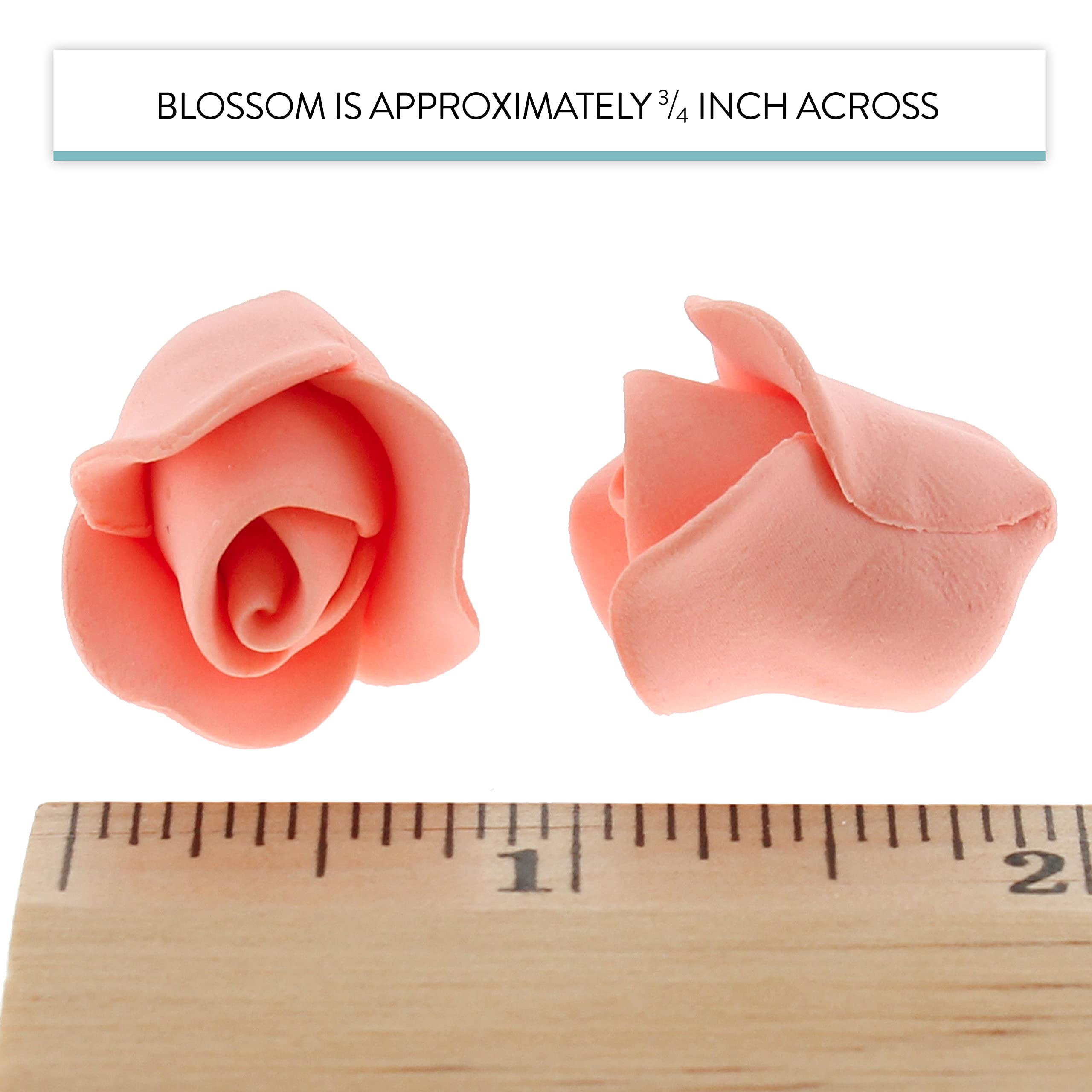Tiny Rose Sugar Flowers, Edible Cupcake Toppers, Extra Small, by Global Sugar Art, Peach