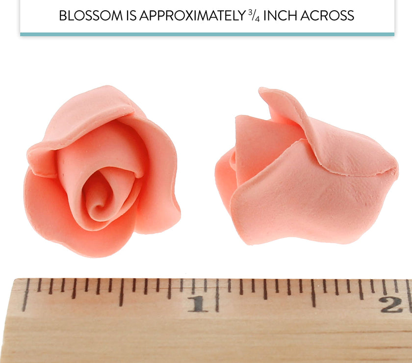 Tiny Rose Sugar Flowers, Edible Cupcake Toppers, Extra Small, by Global Sugar Art, Peach