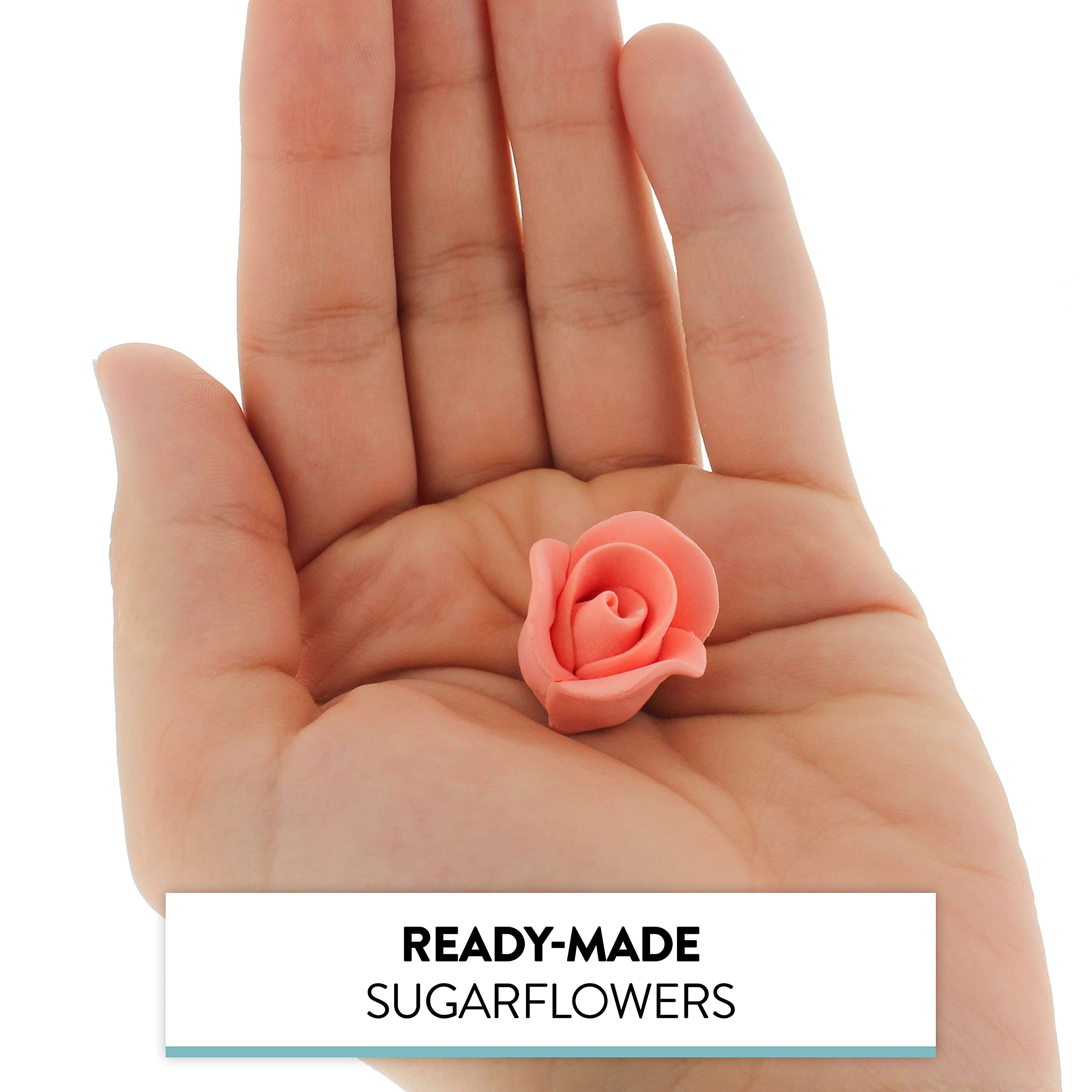 Tiny Rose Sugar Flowers, Edible Cupcake Toppers, Extra Small, by Global Sugar Art, Peach