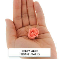 Tiny Rose Sugar Flowers, Edible Cupcake Toppers, Extra Small, by Global Sugar Art, Peach