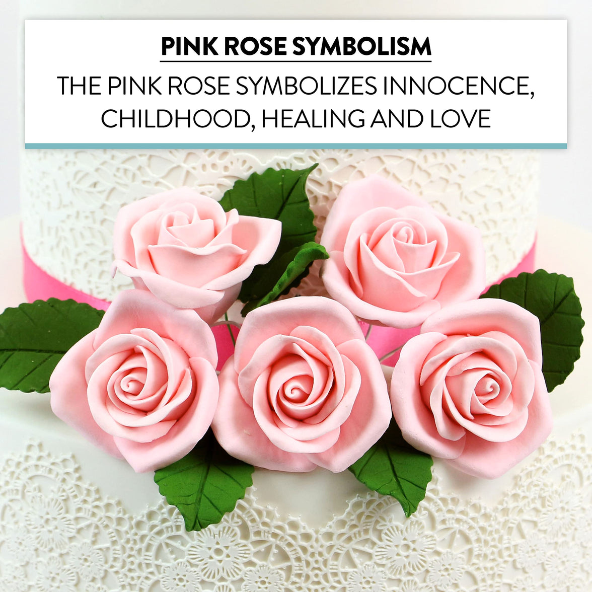 Peace Rose Sugar Flowers for Cake Decorating, by Global Sugar Art, Medium, Pink