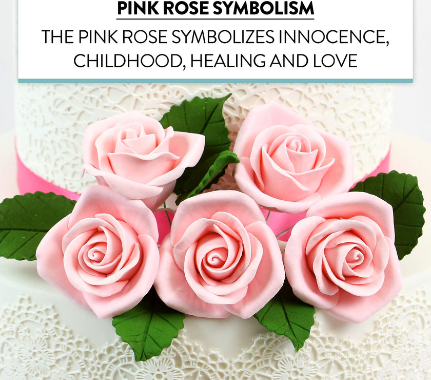 Peace Rose Sugar Flowers for Cake Decorating, by Global Sugar Art, Medium, Pink
