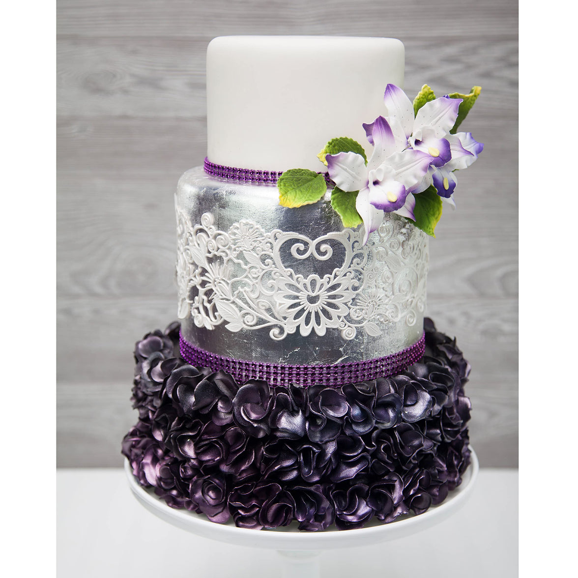 Orchid Sugar Cake Flowers, Brassavola Style Orchids, by Global Sugar Art, 3 Count, Purple