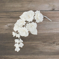 Flower Blossom Spray, Gum Paste Sugar Flowers for Cake Decorating, White Cherry Blossoms with Leaves