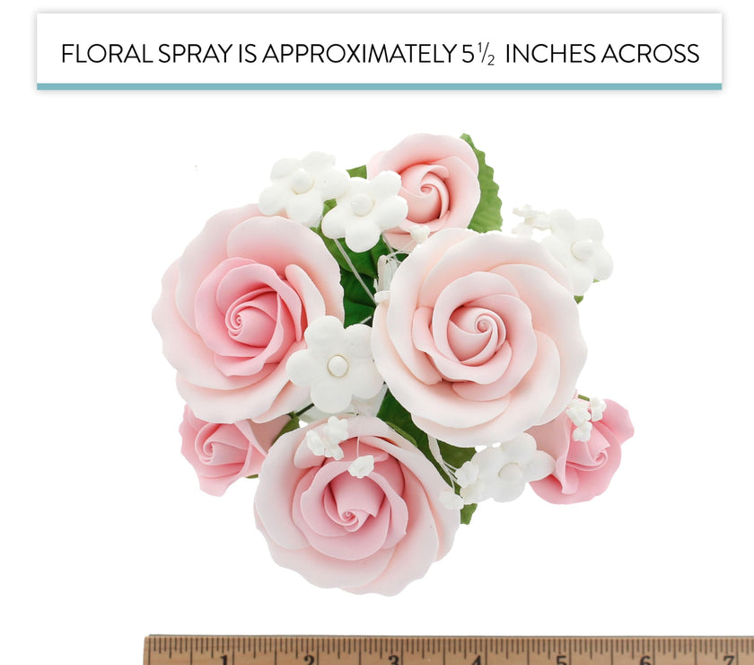 Rose Bouquet Cake Decoration, Elegant Garden Rose Cake Topper, by Global Sugar Art, Pink