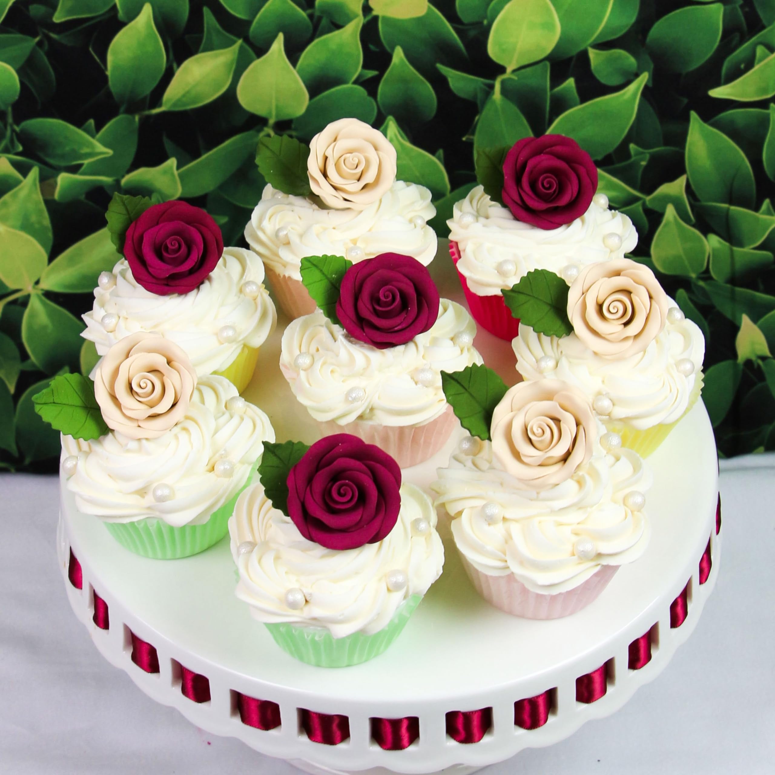 Premium Roses for Decorating Cakes and Cupcakes, by Global Sugar Art, Medium, Lavender Pink Yellow Peach