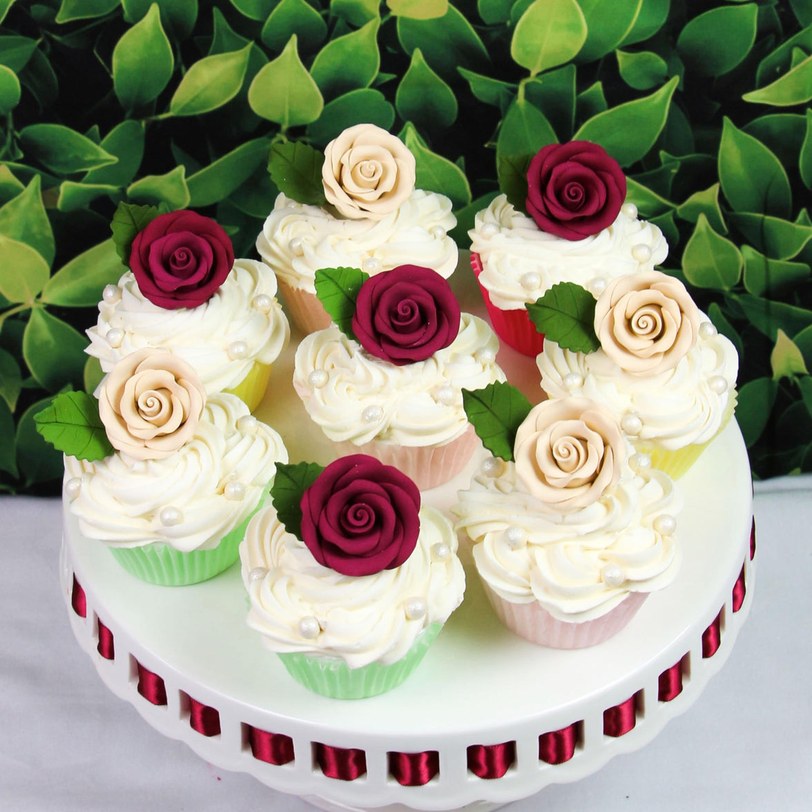 Premium Roses for Decorating Cakes and Cupcakes, by Global Sugar Art, Medium, Lavender Pink Yellow Peach