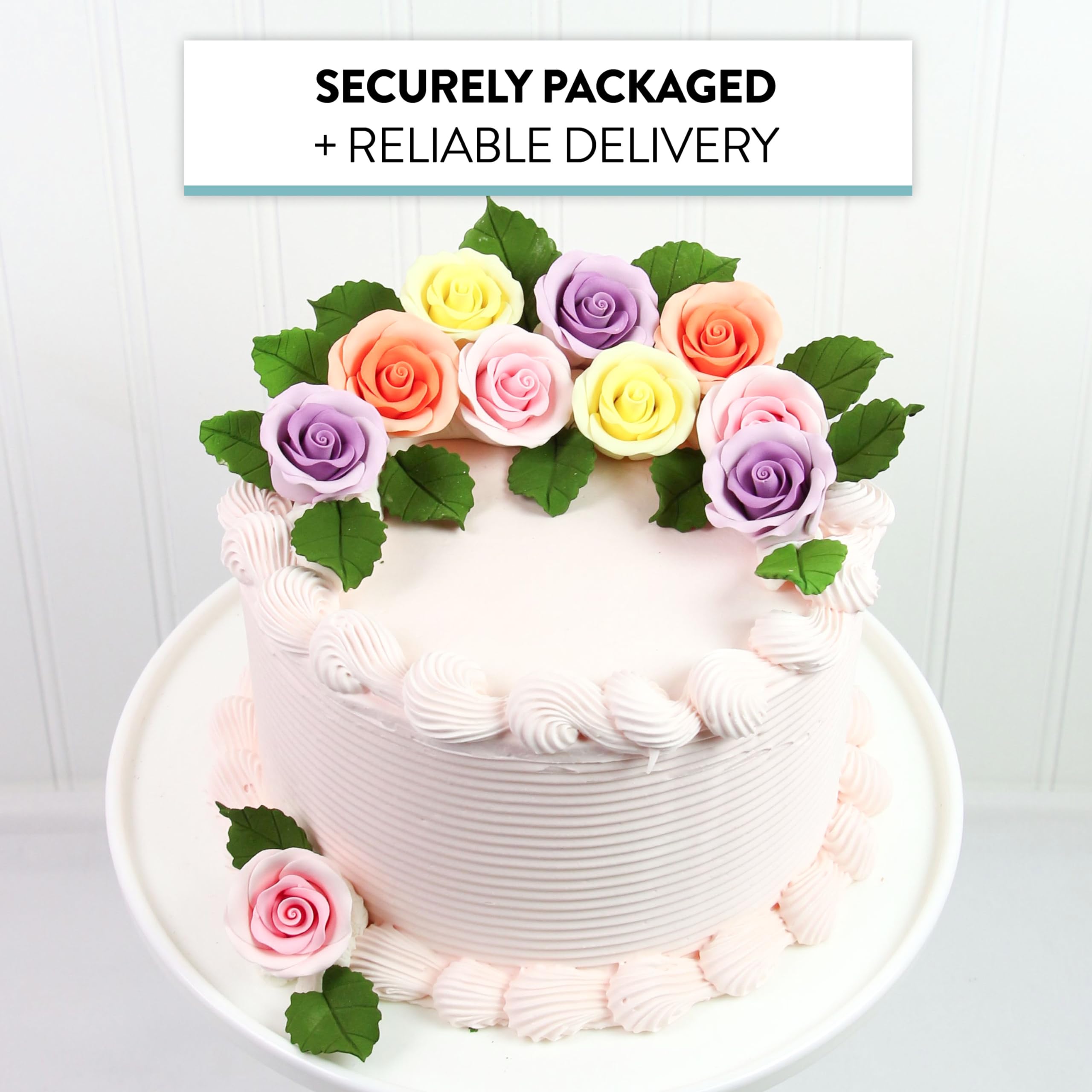 Premium Roses for Decorating Cakes and Cupcakes, by Global Sugar Art, Medium, Lavender Pink Yellow Peach
