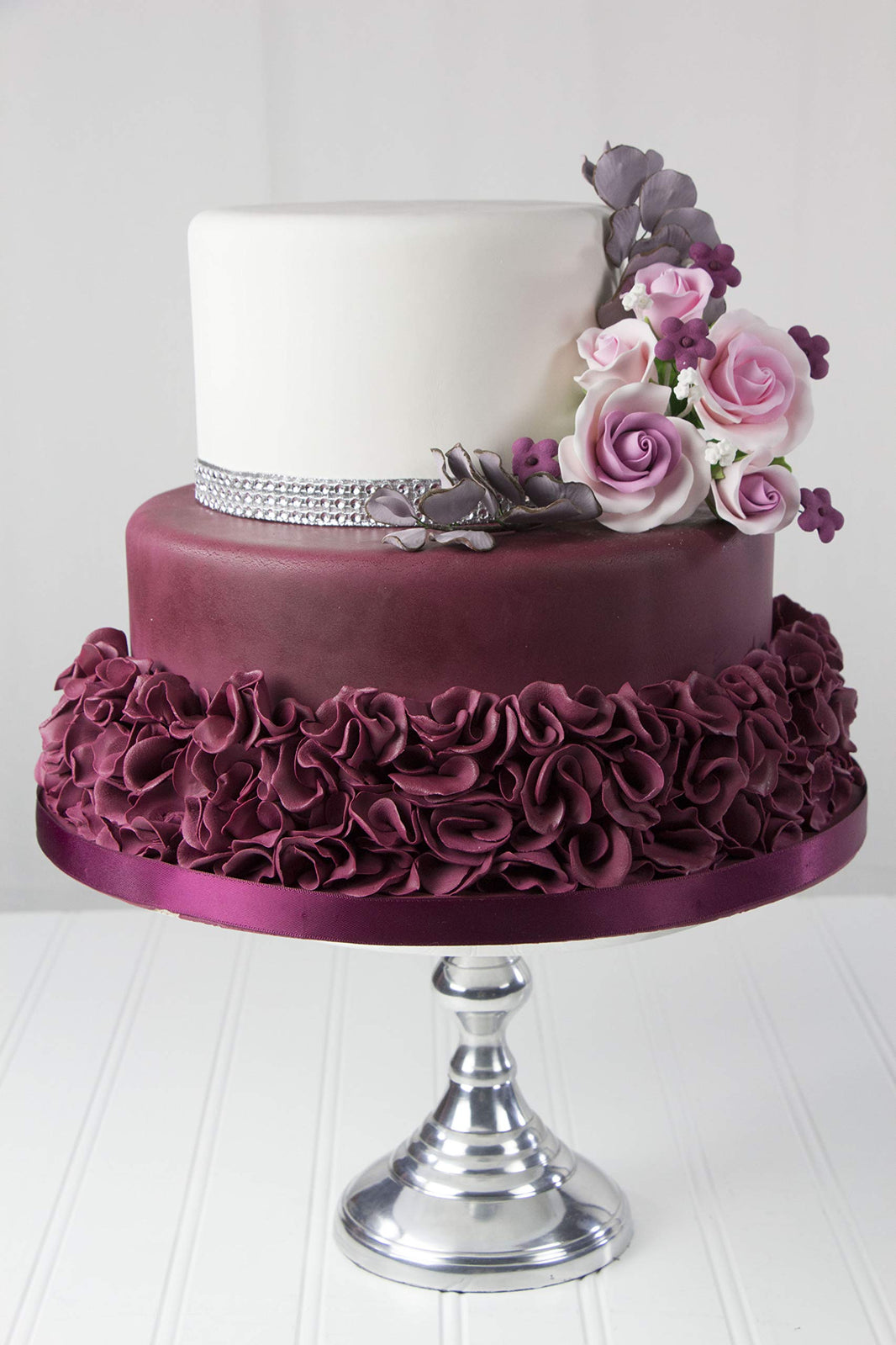 Rose Bouquet Cake Decoration, Elegant Garden Rose Cake Topper, by Global Sugar Art, Pink and Lavender