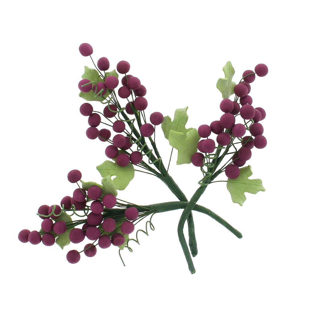 Global Sugar Art Grapes Sugar Cake Flowers Burgundy, 4 Count by Chef Alan Tetreault