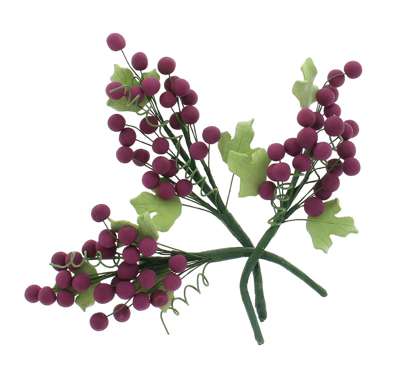 Global Sugar Art Grapes Sugar Cake Flowers Burgundy, 4 Count by Chef Alan Tetreault