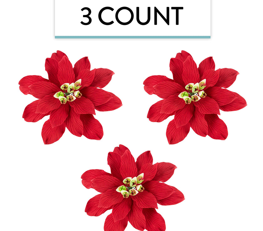 Christmas Poinsettia Sugar Flowers for Cakes, by Global Sugar Art, Large Poinsettia