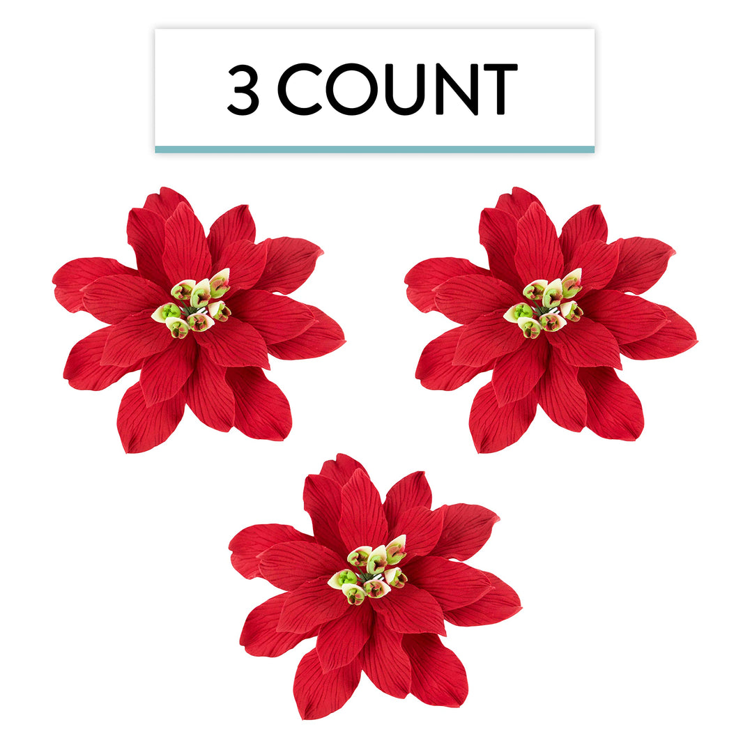 Christmas Poinsettia Sugar Flowers for Cakes, by Global Sugar Art, Large Poinsettia