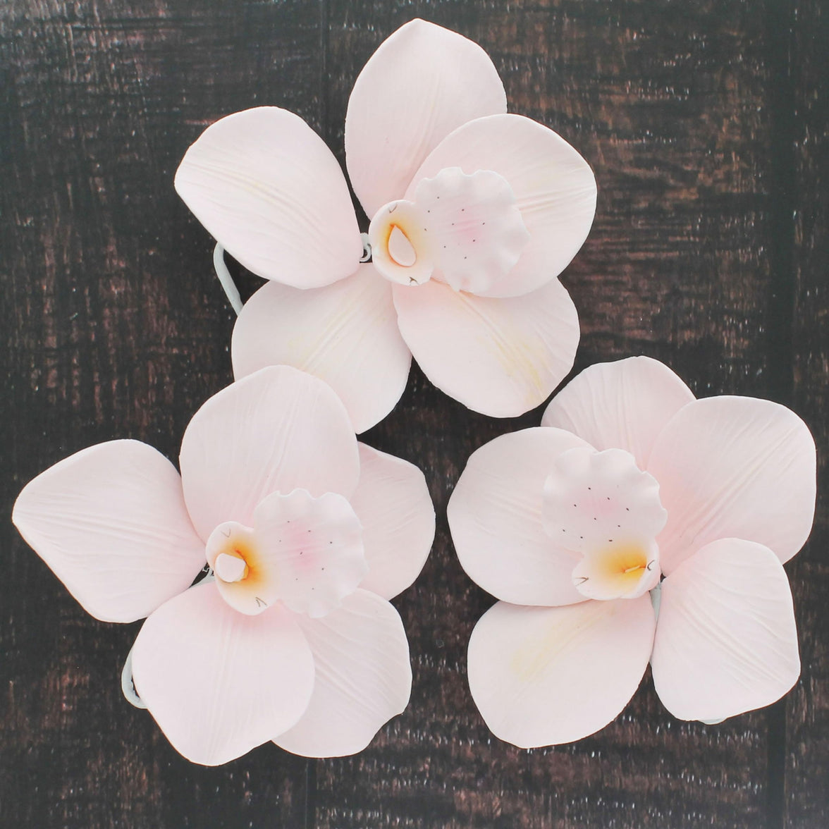 Orchid Sugar Cake Flowers, Cymbidium Orchids, by Global Sugar Art, Large, Pink, 3 Count