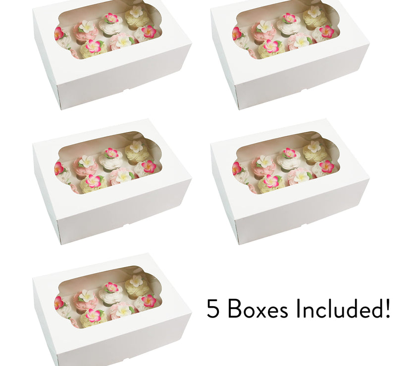 Extra Deep Quarter Sheet Cupcake Box with Insert and Window, Auto-Popup, 14 x 10 x 5 Inches