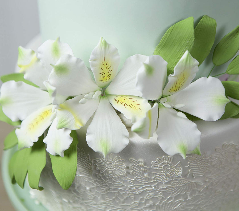 Alstroemeria Leaf  Spray  Cake Decoration by Chef Alan Tetreault, Global Sugar Art, 4 Count
