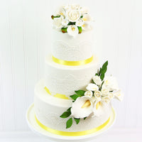 Wedding Cake Topper, White Calla Lily and Rose Bouquet, by Global Sugar Art