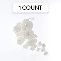 Flower Blossom Spray, Gum Paste Sugar Flowers for Cake Decorating, White Cherry Blossoms with Leaves