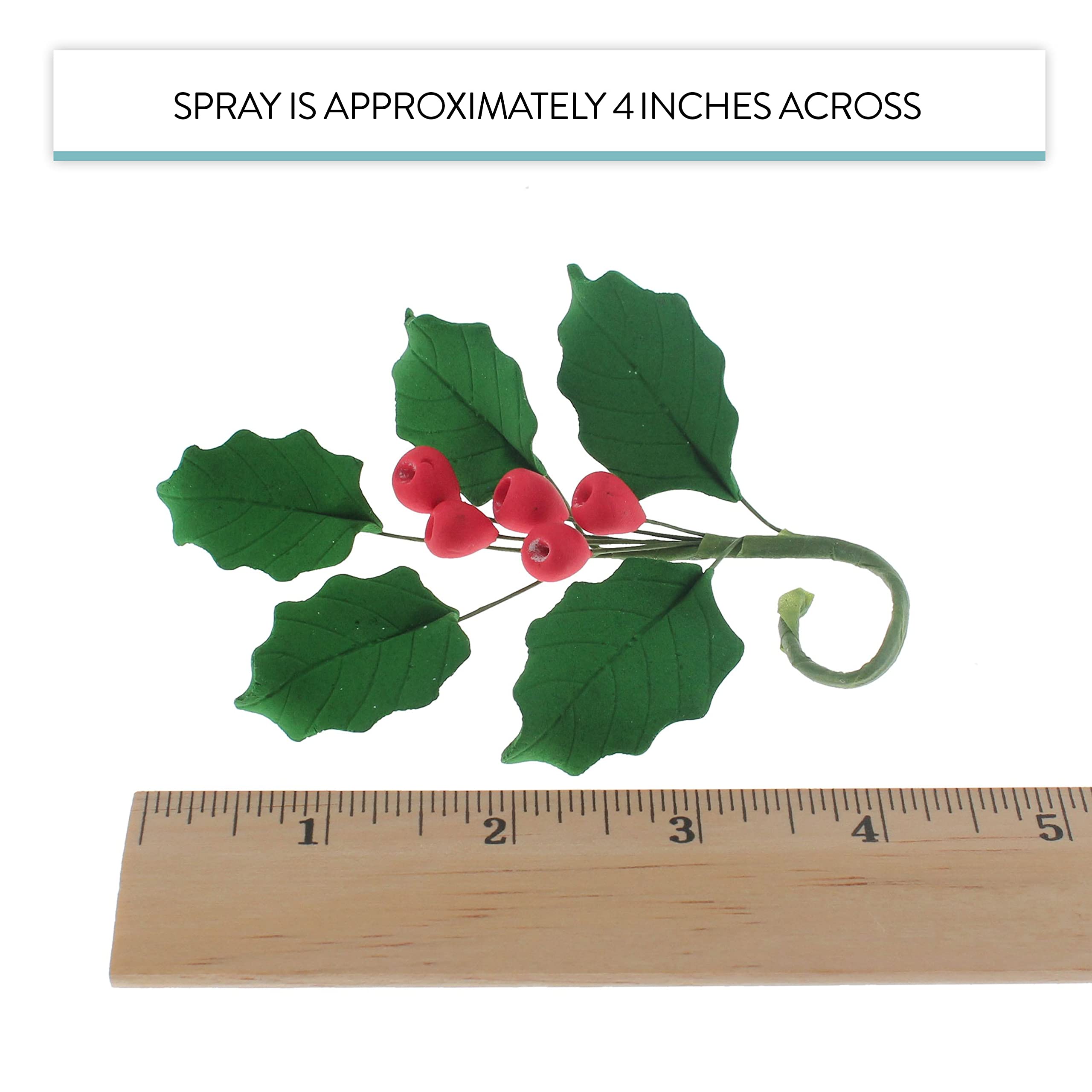 Christmas Holly Leaf Sprays for Cakes and Decorating, by Global Sugar Art