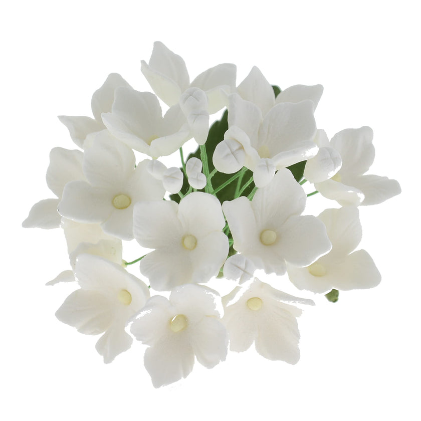 Hydrangea Blossoms Sprays, Sugar Cake Flowers by Global Sugar Art, 4 Count, White