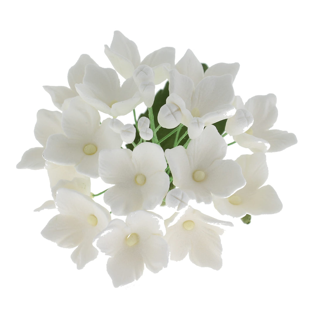 Hydrangea Blossoms Sprays, Sugar Cake Flowers by Global Sugar Art, 4 Count, White